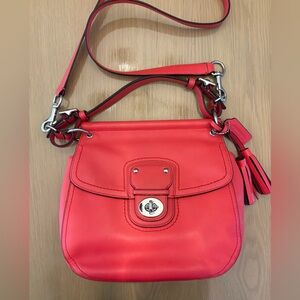 Coach Legacy Willis bag (style 22382) coral leather, nickel hardware